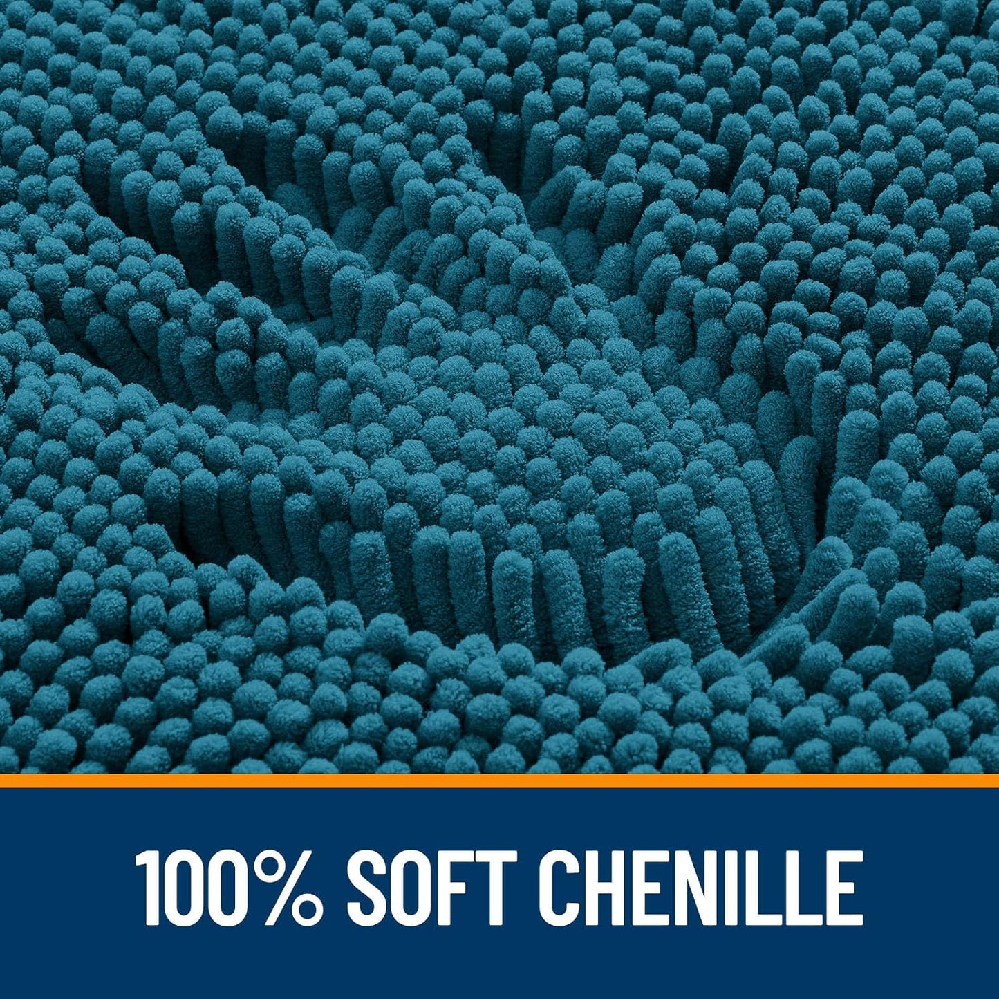 OLANLY Large Bathroom Rugs - Extra Soft Chenille Bath Mats | Quick-Dry, Machine Washable, Peacock Blue 40x32