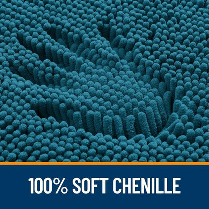 OLANLY Bathroom Rugs 47x24, Extra Soft Absorbent Chenille Bath Rugs, Rubber Backing Quick Dry, Machine Washable Bath Mats for Bathroom Floor, Tub and Shower, Home Decor Accessories, Peacock Blue