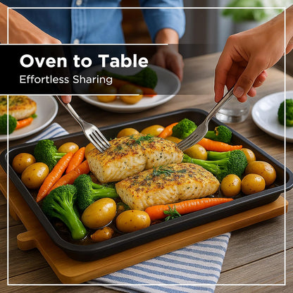 Wrenbury Jelly Roll Pan Set of 2 - Non-Stick DuraQuartz Baking Sheets, 15x10 Carbon Steel
