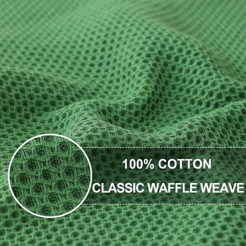 Homaxy Kitchen Dish Towels - 100% Cotton Waffle Weave, Ultra Soft & Absorbent | 20x28 Inches, 4-Pack, Grass Green