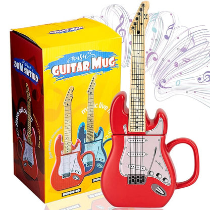 Electric Guitar Shaped Ceramic Mug, 15 oz Red – Novelty Music Drinkware for Musicians