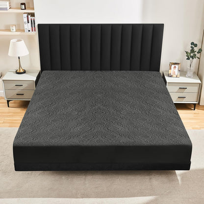 Sufdari Twin Waterproof Mattress Cover - Breathable & Noiseless Quilted Pad | Ultra Soft, Dark Grey, Fits 8-18" Deep Pocket