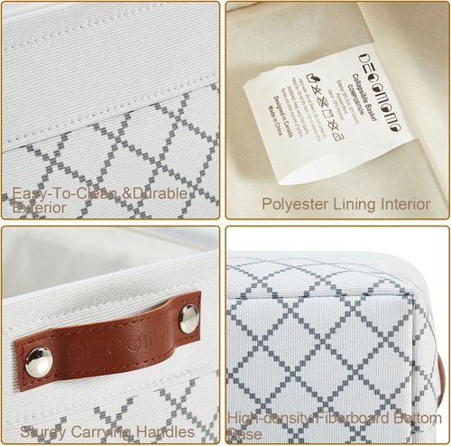 DECOMOMO Small Storage Baskets - Organize Your Closet with Stylish White Check Design | 6 Pack