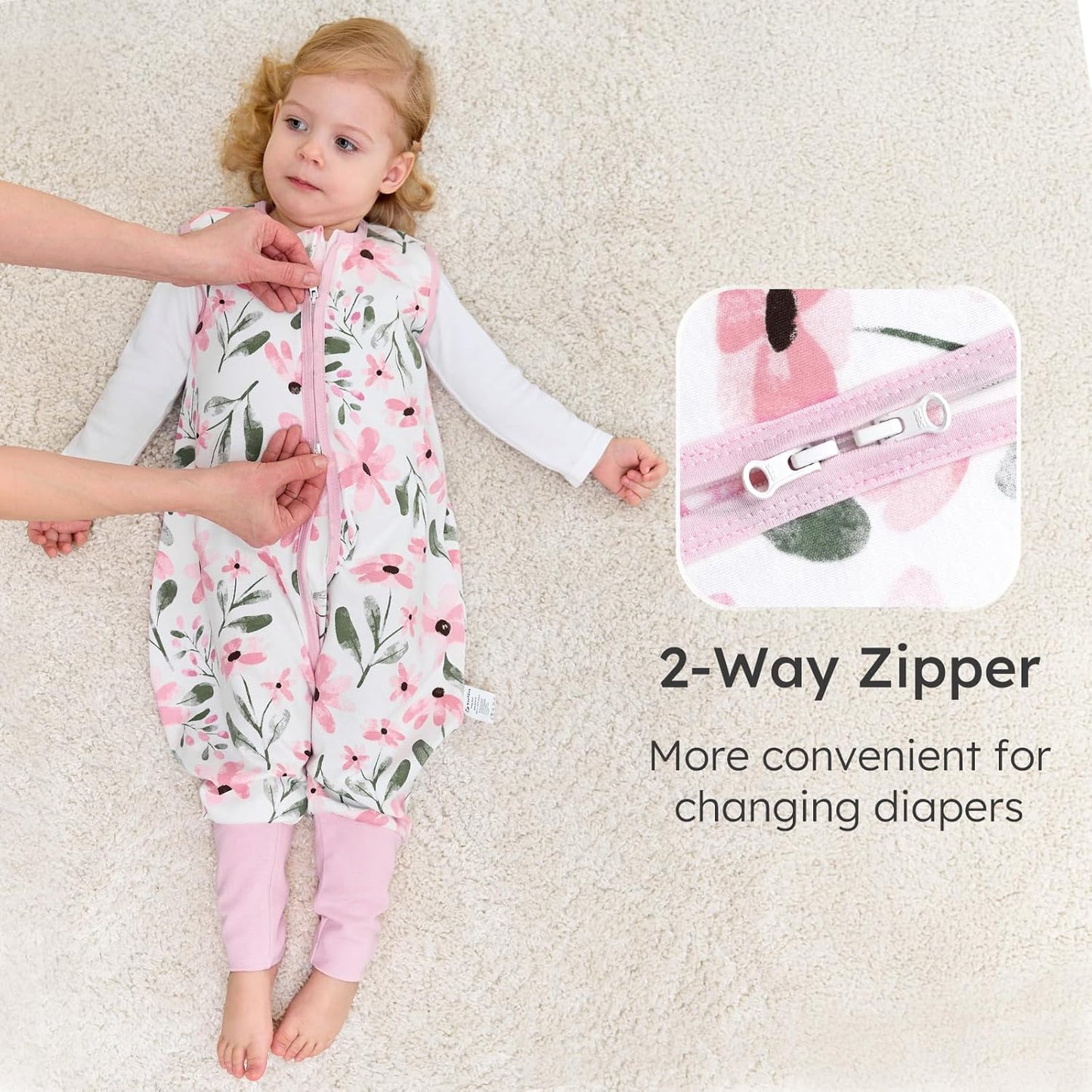 Yoofoss Toddler Sleep Sack - 100% Organic Cotton Wearable Blanket with Feet | 24-36 Months, 2-Way Zipper