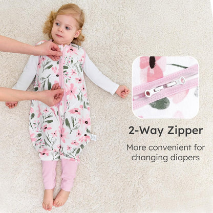 Yoofoss Toddler Sleep Sack - 100% Organic Cotton Wearable Blanket with Feet | 24-36 Months, 2-Way Zipper