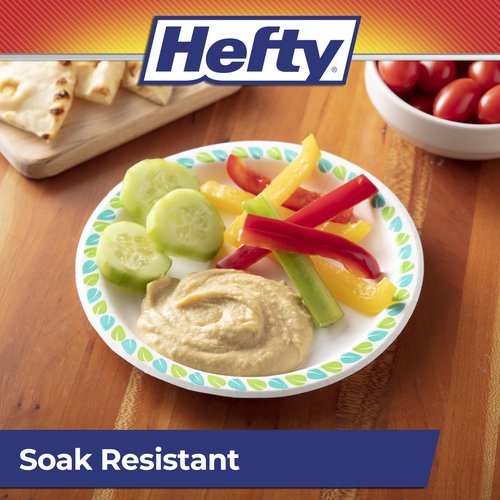 Hefty Compostable Small Paper Plates, 6 Inches, 40 Count, Patterned Disposable Plates for Desserts, Appetizers, and Small Bites, Soak-Resistant, Made with Plant-Based Materials, Microwave Safe
