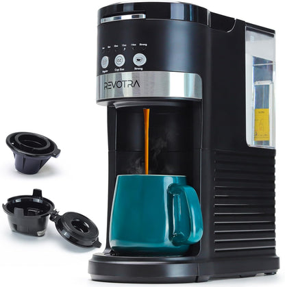 Skiennix Single Serve Coffee Maker - Brew Pods & Ground Coffee, 6-14oz Sizes, Compact Design