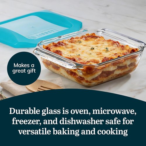 Libbey Premium Glass Baking Dish Set - 2 Stackable Casserole Dishes with Lids | Ideal for Lasagna & Brownies