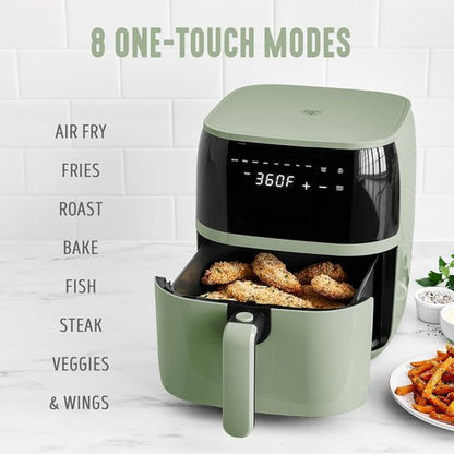 GreenLife 5.3 QT Compact Electric Air Fryer Oven - PFAS-Free Ceramic Nonstick, Digital Display, Auto Shut-Off
