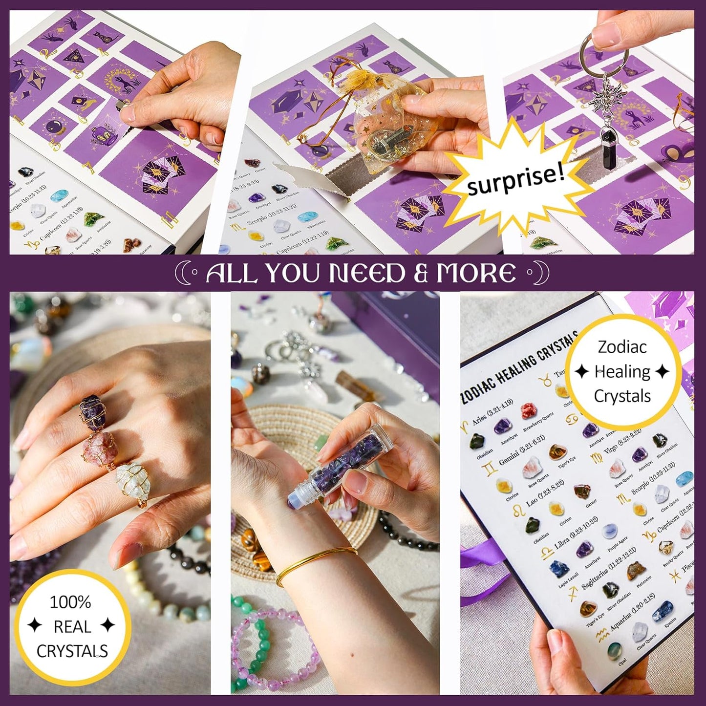 MYDAYS&DESIGN 2026 Crystal Advent Calendar - 12 Days of Zodiac Healing Crystals & Gemstones | Perfect Christmas Gift for Women, Teens & Girls