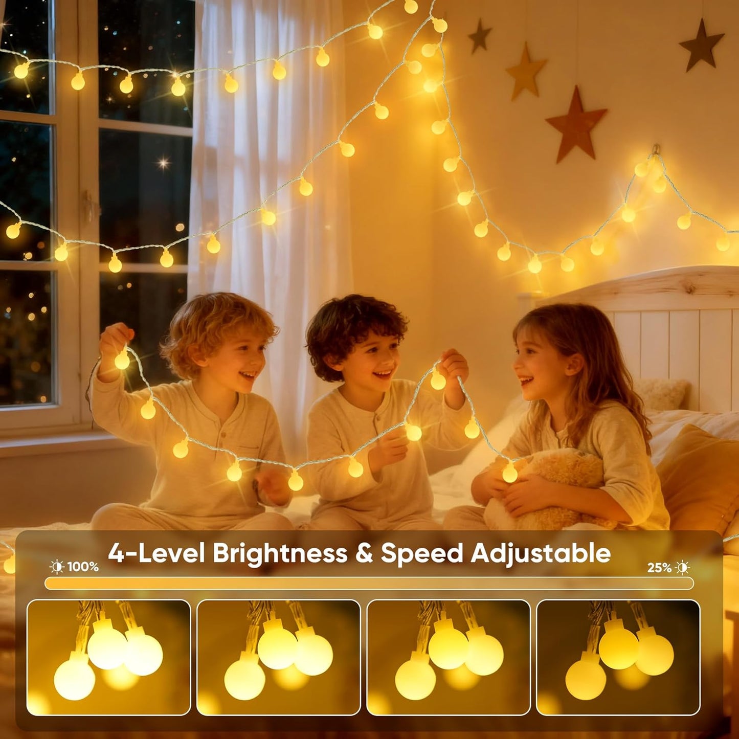 OMIKA 33FT Connectable Globe String Lights - 24 Color Changing Fairy Lights with Remote, 60 LEDs for Indoor/Outdoor Use