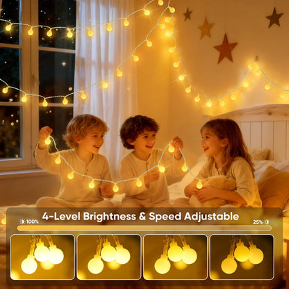 OMIKA 33FT Connectable Globe String Lights - 24 Color Changing Fairy Lights with Remote, 60 LEDs for Indoor/Outdoor Use