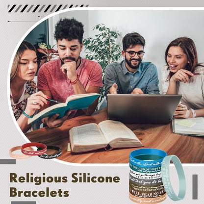 Ecation Bible Verses Bracelets - Inspirational Silicone Wristbands for Easter & Parties | Bulk Rubber Wristbands