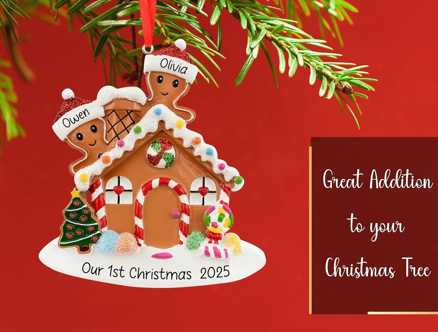 Personalized Gingerbread House Couple Christmas Ornament 2025 - Custom Name & Year | Sweet Home Family Keepsake