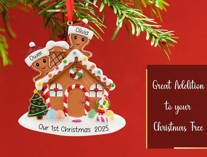 Personalized Gingerbread House Couple Christmas Ornament 2025 - Custom Name & Year | Sweet Home Family Keepsake