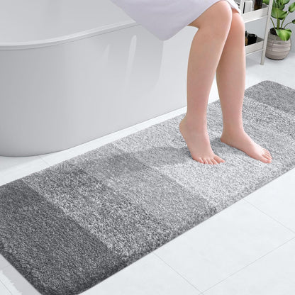 OLANLY Bathroom Runner Rug - Extra Soft Microfiber Mat with Rubber Backing | Quick Dry, Washable, 59x20, Light Grey
