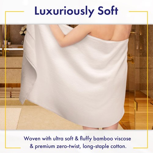 Alusa Home Ultra Soft & Plush Viscose from Bamboo Bath Towels - 700 GSM Luxury Bath Towels - 6 Piece Set - Super Absorbent & Quick Drying (White)