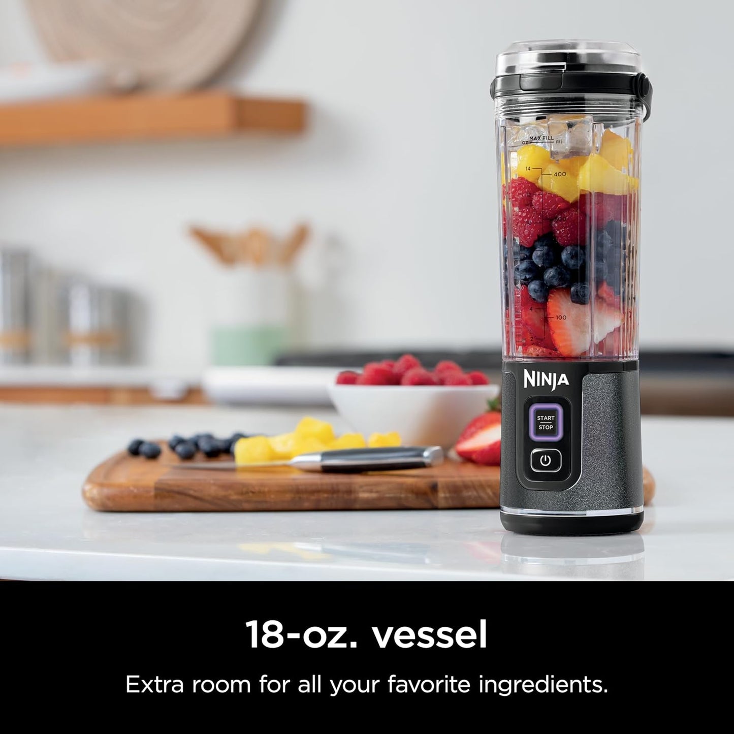 Ninja Blast Portable Blender - Cordless 18oz Personal Blender for Smoothies & Shakes | BPA-Free, Leakproof, USB-C Rechargeable, Black Glitter