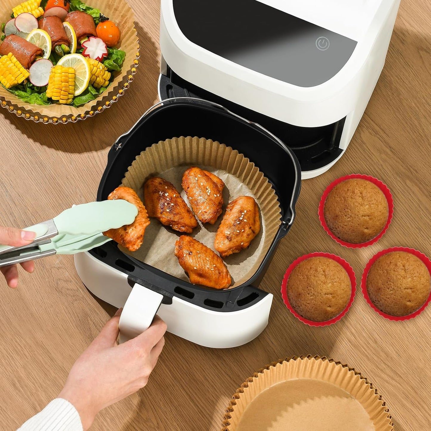 Skiennix 8-Inch Air Fryer Cake Pan - Non-Stick Deep Baking Pan with Muffin Cups | Perfect for Instant Pot