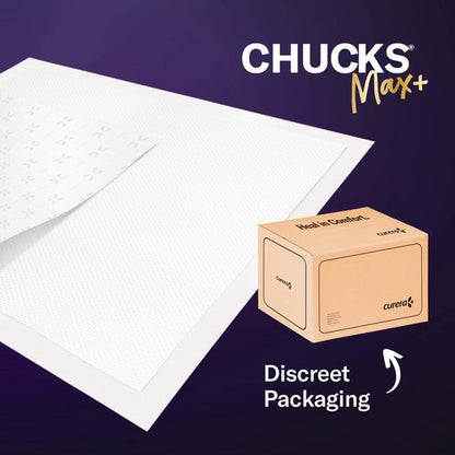 Chucks® MAX+ Hospital Bed Pads Disposable Adult 36 x 36 Incontinence Pads - XXX-Large Pee Pads for Elderly Adults. Extra Heavy Duty Absorbency, Breathable Soft Padded Repositioning Underpads 10-Pack