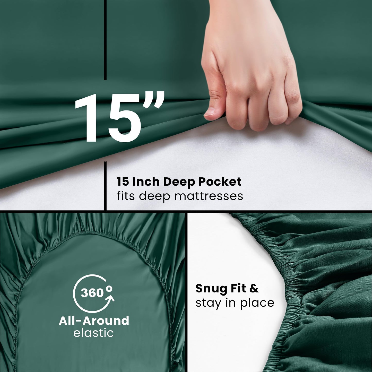 Utopia Bedding King Fitted Sheet - Bottom Sheet - Deep Pocket - Soft Microfiber - Shrinkage and Fade Resistant - Easy Care -1 Fitted Sheet Only (Emerald)