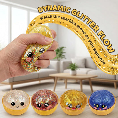 Skiennix Glitter Dumpling Squishy Set - Colorful Sensory Stress Relief | Random Gift Box (2-Pack)
