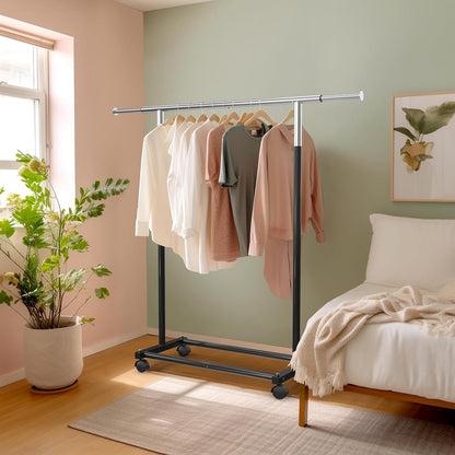 Simple Houseware Garment Rack - Standard Rod Design in Sleek Black Finish
