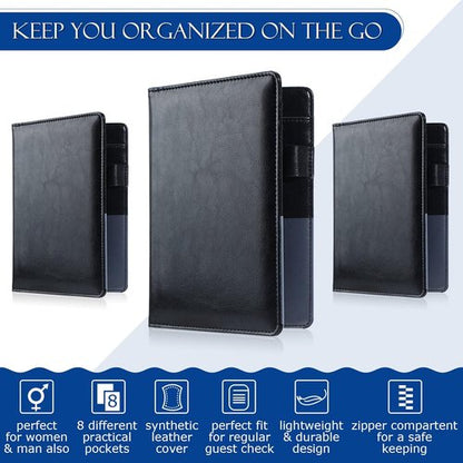 Containlol 6 Pcs Waitress Server Books Guest Book Pad Leather Money Organizer Wallet Organizer Waiter Cash Check Bill Receipt Holder with Pocket for Waitstaff Fit Apron(Classic Style)