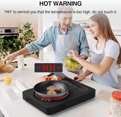 Skiennix Single Burner Electric Cooktop - 1800W Portable Stove with LED Touch Control & Safety Features