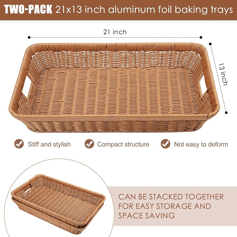 Sawysine 2 Pcs Large Wicker Pan Holder for 21x13-Inch Aluminum Foil Trays - Variation 2