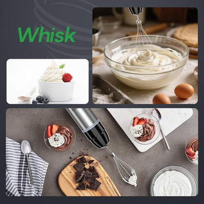 FRESKO Immersion Blender - 4-in-1 Handheld Electric Mixer with 12 Speeds & Turbo Mode | 500W Stainless Steel