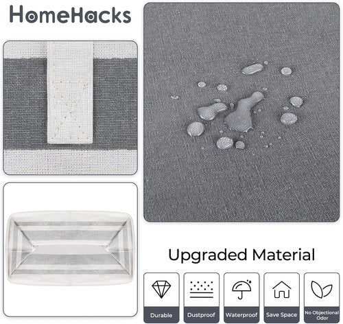 HomeHacks Laundry Basket - 100L Waterproof Collapsible Hamper with Extended Handles | 2-Pack Gradient Grey