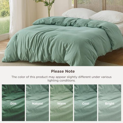 Bedsure Sage Green Duvet Cover King Size Only - Prewashed Cotton-Like Polyester Extra Soft All Season Bedding, Includes 1 Duvet Cover 104x90 Inches with Zipper Closure, (No Comforter, No Pillow Shams)