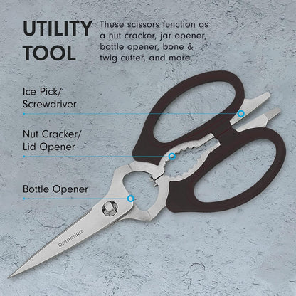 Messermeister 8-Inch Take-Apart Kitchen Scissors - Versatile Tools for Lefties & Righties | Black Finish