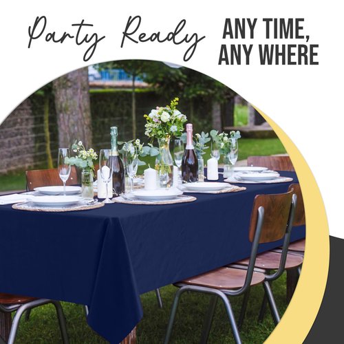 Exquisite 66% Thicker Premium Plastic Table Cloth Rectangle Table Cover 0.5 Mil 12 Pack Navy Blue Table Cloth 54 Inch x 108 Inch Disposable Tablecloth Won't Tear Easily Like Cheap Thin Brands