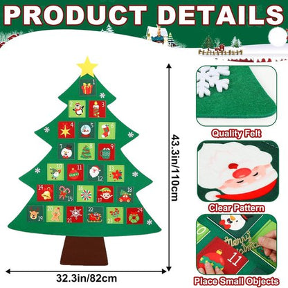 Christmas Tree Advent Calendar 2025 - 24-Day Countdown with Festive Pockets | Perfect Holiday Decor for Kids & Adults