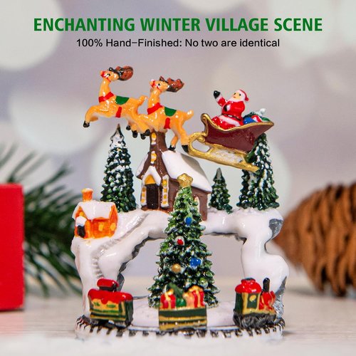 Christmas Snow Globes Lantern - Musical Winter Village Scene with Glitter Effects | USB/Battery Powered, 6-Hour Timer