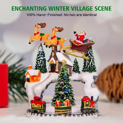 Christmas Snow Globes Lantern - Musical Winter Village Scene with Glitter Effects | USB/Battery Powered, 6-Hour Timer