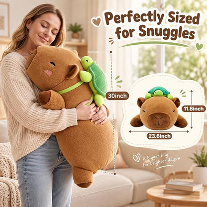 30-Inch Giant Capybara Plush Pillow - Large Capybara Stuffed Animal, Variation: Turtle Capybara