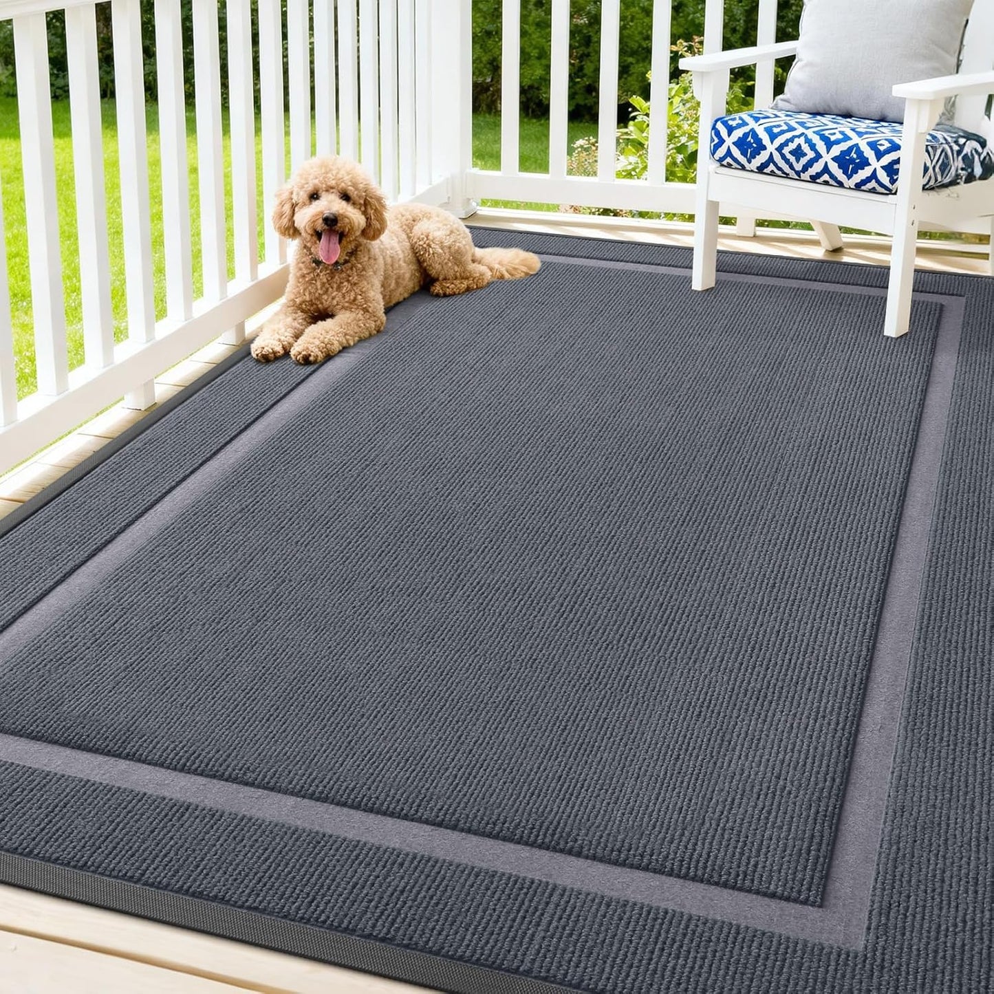 OLANLY Indoor Outdoor Front Door Mat - Waterproof, All-Weather, Easy Clean | 71x47, Light Grey