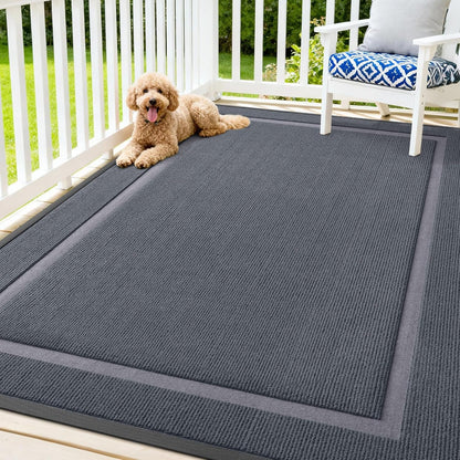 OLANLY Indoor Outdoor Front Door Mat - Waterproof, All-Weather, Easy Clean | 71x47, Light Grey