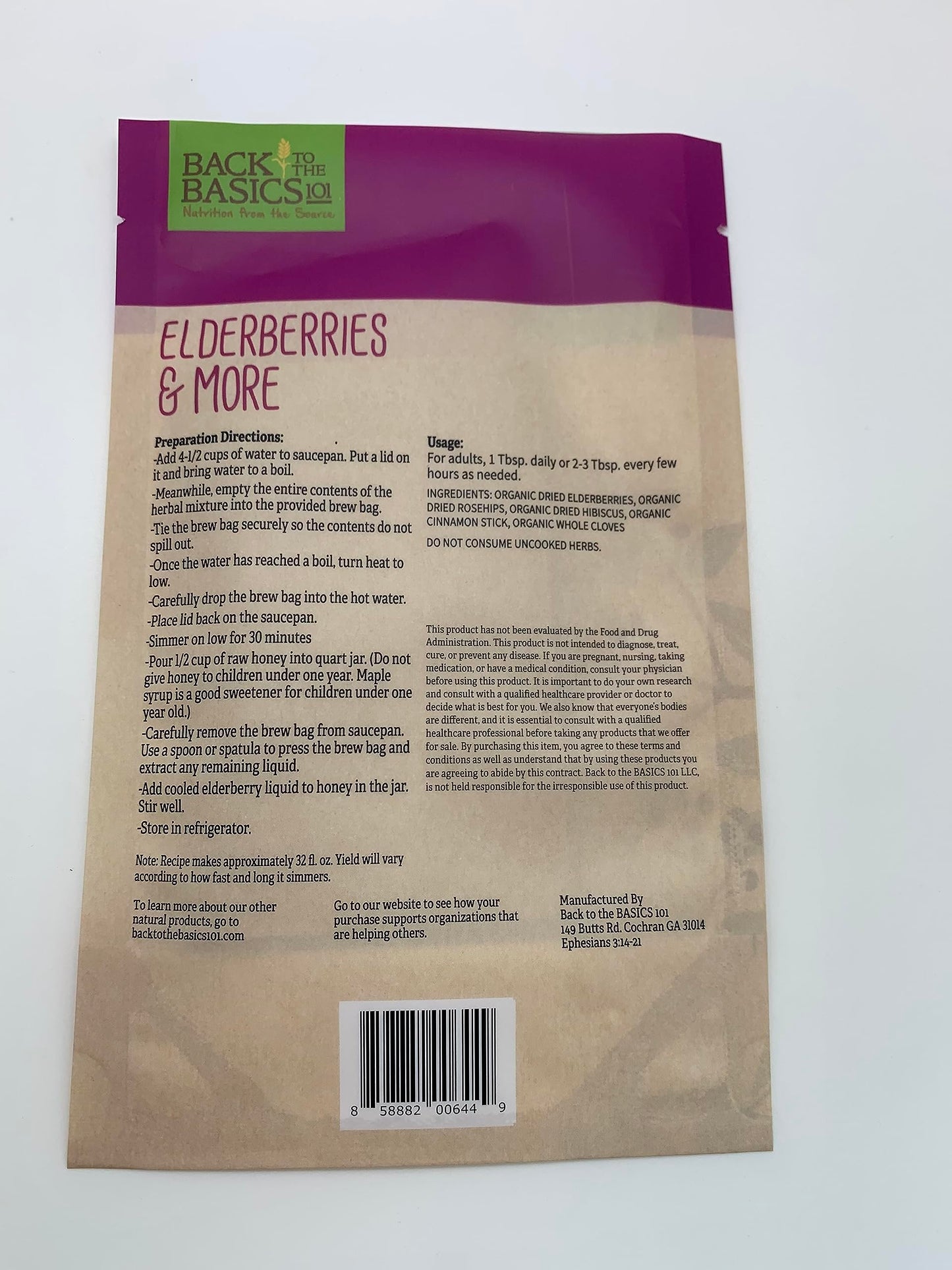 Elderberries & More Ultimate Syrup Mix - Makes Approx. 32 oz with Honey - Organic Dried Ingredients -Included Tea Bag - Elderberry, Rosehips, Hibiscus, Cinnamon Stick, and Whole Cloves