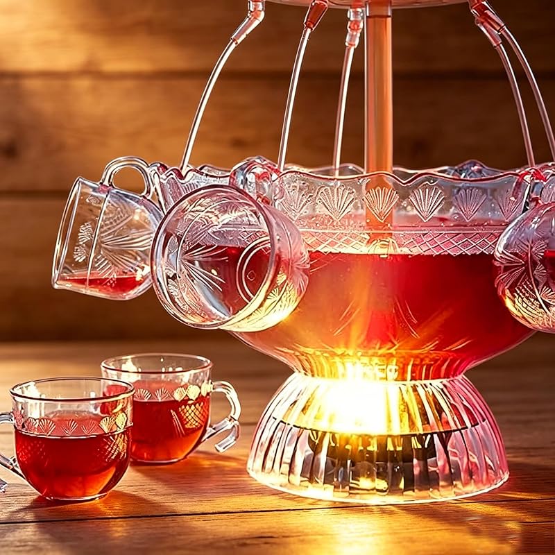 LED Lighted 3-Layer Wine Fountain Drink Dispenser with 1.5 Gallon Capacity and 5 Reusable Cups