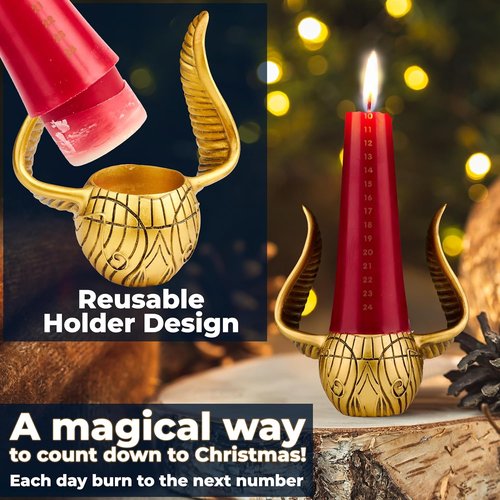 Harry Potter Advent Calendar 2025 - Candle & Holder Set with Tapered Unscented Candles | Christmas Countdown Decor
