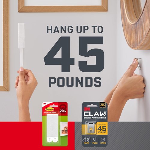 Command X-Large Picture Hanging Strips & 3M CLAW 45 lb. Drywall Hangers Bundle | 4 Hangers, 4 Spot Markers, 10 Strips