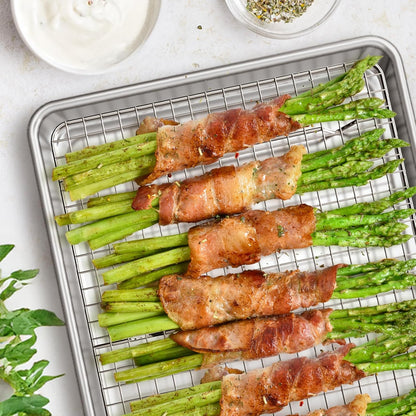 Wildone Baking Sheet Set - Commercial Quality Nonstick Aluminum Pans with Cooling Racks | Heavy Duty Half Sheet Size