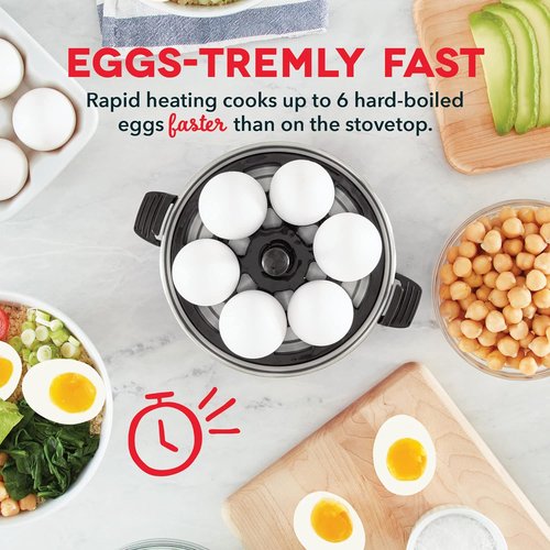 Dash Rapid Egg Cooker | Versatile Boiler, Poacher & Steamer - Holds 7 Eggs - Dishwasher Safe, Black