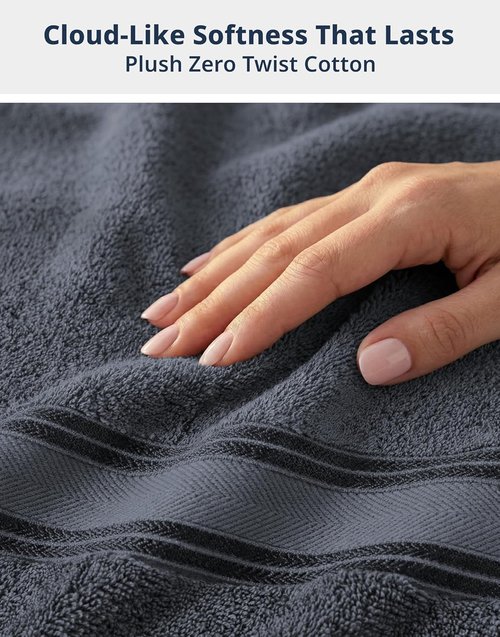 LANE LINEN 100% Mercerized Cotton Bath Towels Set - 18 Soft Towels for Spa & Home | Durable, Zero Twist, Cool Grey