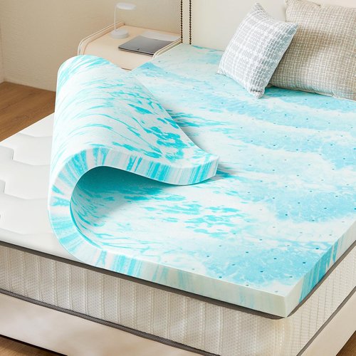 Mattress Topper Twin XL - 2 Inch Cooling Gel Infused Memory Foam for Back Pain Relief | CertiPUR-US Certified
