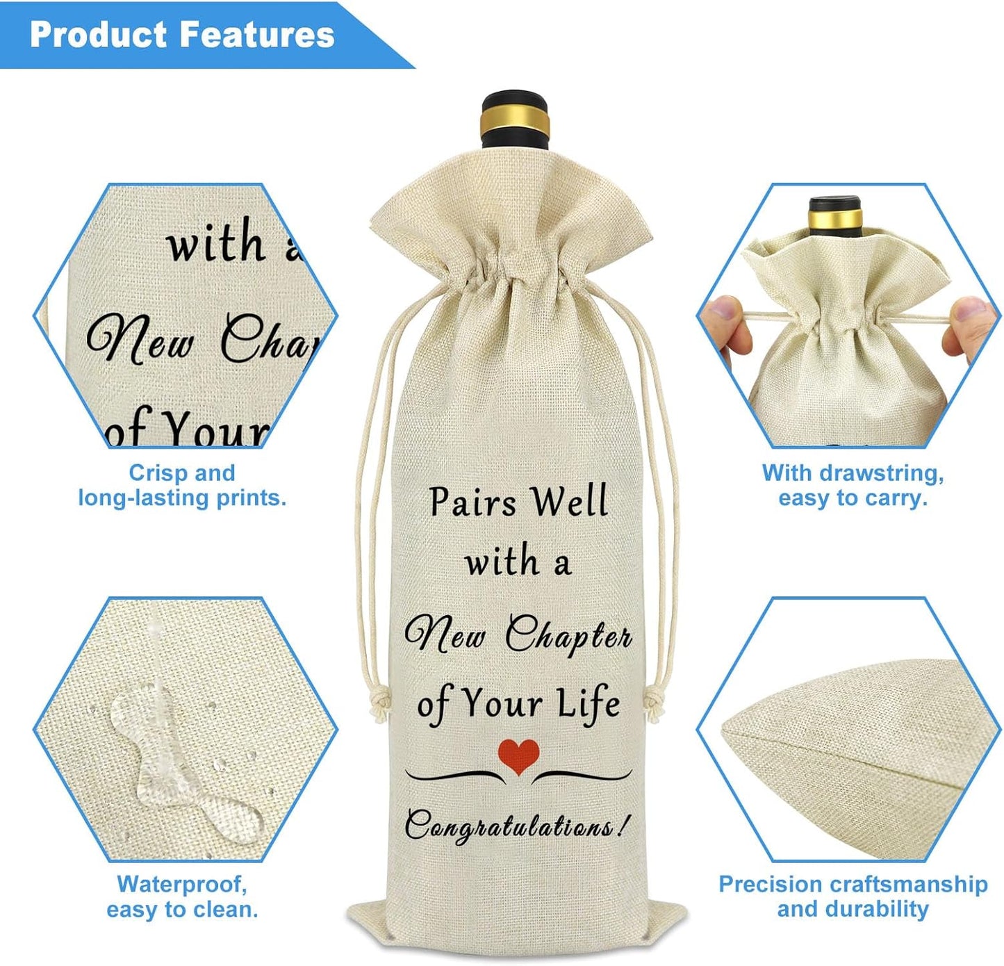 New Job Gifts Wine Bag for Women Men Pairs Well With a New Chapter of Your Life Coworker Leaving Gift Congratulation Engagement Retirement New Beginning Gift New Job Gifts for Colleague Boss Friends